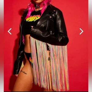 Rainbow fringe moto jacket PRIDE